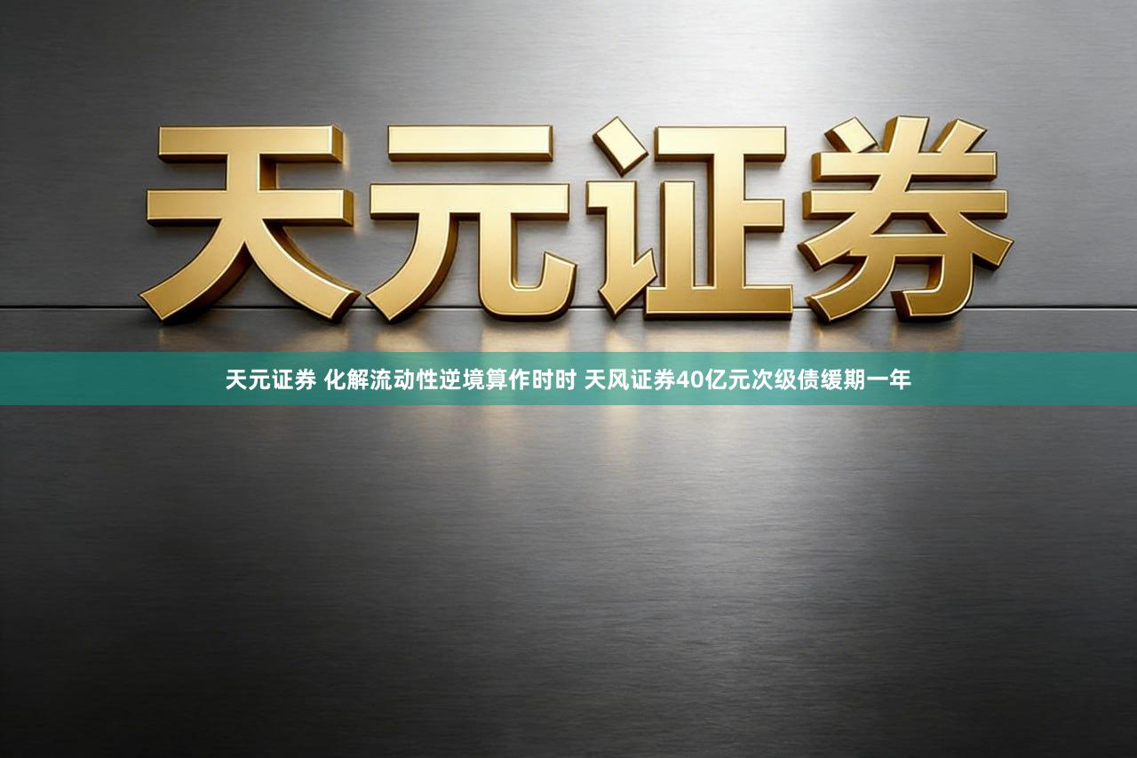 天元证券 化解流动性逆境算作时时 天风证券40亿元次级债缓期一年