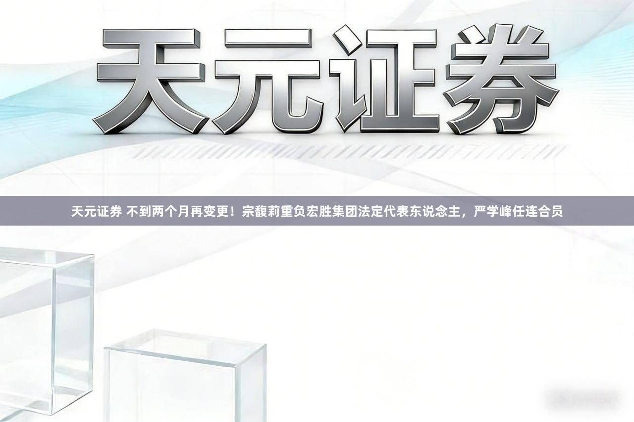 天元证券 不到两个月再变更！宗馥莉重负宏胜集团法定代表东说念主，严学峰任连合员