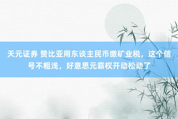 天元证券 赞比亚用东谈主民币缴矿业税,这个信号不粗浅,好意思元霸权开动松动了