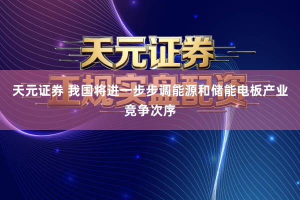 天元证券 我国将进一步步调能源和储能电板产业竞争次序