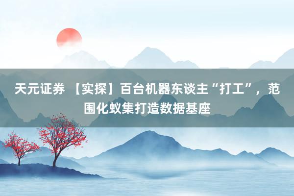 天元证券 【实探】百台机器东谈主“打工”，范围化蚁集打造数据基座