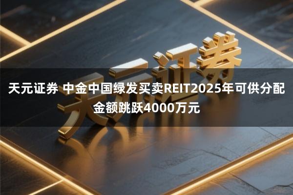 天元证券 中金中国绿发买卖REIT2025年可供分配金额跳跃4000万元
