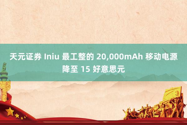 天元证券 Iniu 最工整的 20,000mAh 移动电源降至 15 好意思元